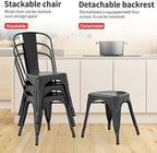 fdw metal dining chairs set of 2 patio, front angle view