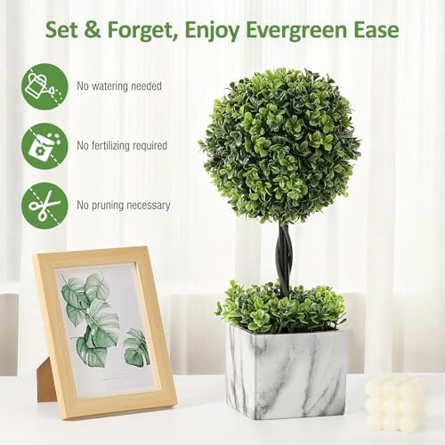 lewondr 16'' potted artificial topiary boxwood topiary ball showing dimensions