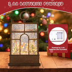 christmas snow globe lantern greenhouse water glittering globe, close-up detail