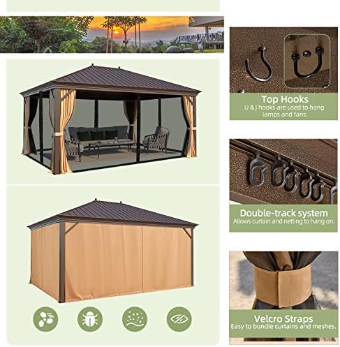 yoleny 12x16 gazebo with galvanized steel single roof, package contents