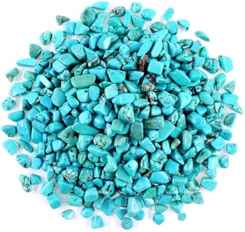 1 LB (460g) Natural Crushed Turquoise Pebbles Gemstone Chips | Vibrant Fade-Resistant Color, Non-Toxic Material, Ideal for Reiki Healing, DIY Crafts, Aquarium & Flowerpot Decor