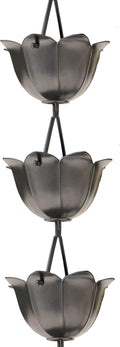 monarch rain chains aluminum lotus pewter rain chains, main product view