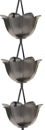monarch rain chains aluminum lotus pewter rain chains, main product view