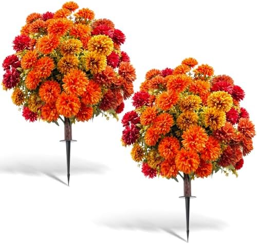 artificial mums topiary ball, fake mums bushes fall, main product view