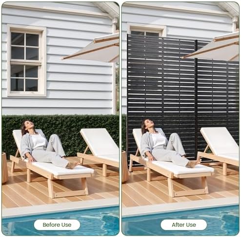 outdoor privacy screen 72" hdpe fence 6 panels showing dimensions