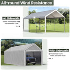 10x20 carport with sidewalls, portable garage canopy for shown in use