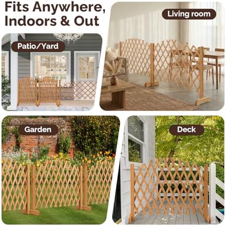 vingli 2pcs expandable garden fence with arched top, front angle view