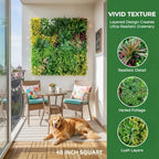 40"x40" artificial grass wall backdrop, fake plant panels shown in use