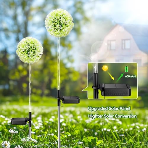 solar garden lights outdoor waterproof dandelion flower yard on a desk or shelf