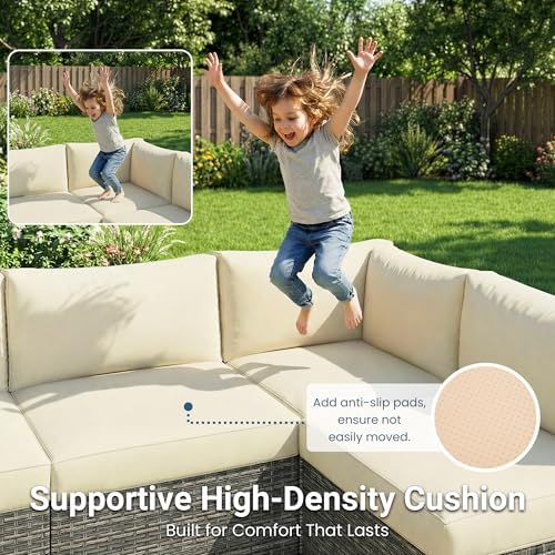 7 pieces outdoor patio furniture set - fit showing dimensions