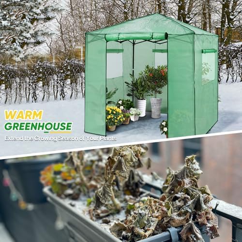 eagle peak 7x7 pop up greenhouse portable walk-in, side view