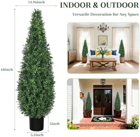 artificial boxwood topiary trees with black pots, 48", package contents