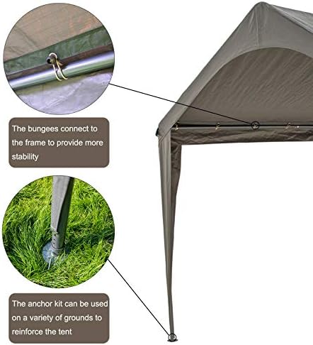 sunnyglade 10x20 ft heavy duty carport canopy outdoor, side view