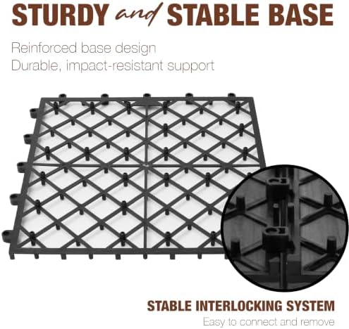 acacia interlocking deck tiles, 12in, 9pcs outdoor flooring, view 9