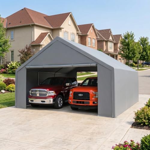tooluck carport 20x20 heavy duty 2 car carport on a desk or shelf