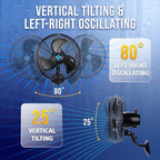 tornado 16 inch pro series waterproof outdoor oscillating showing dimensions