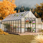 10x20 ft polycarbonate greenhouse large heavy duty aluminum, side view