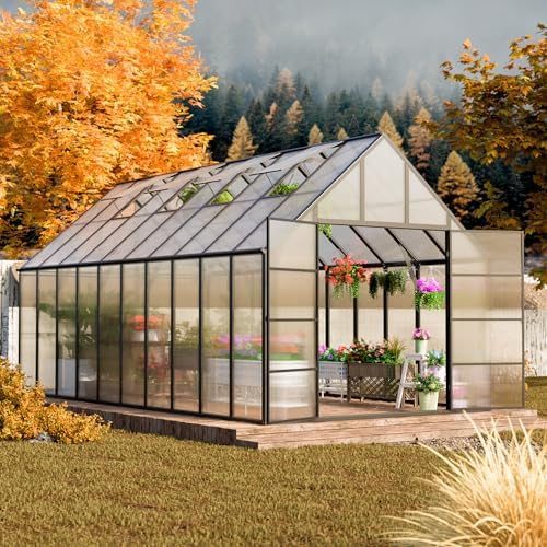 10x20 ft polycarbonate greenhouse large heavy duty aluminum, side view