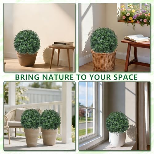 grooy artificial 4 pack boxwood topiary plant with, package contents