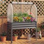 giantex raised garden bed with legs & greenhouse on a desk or shelf