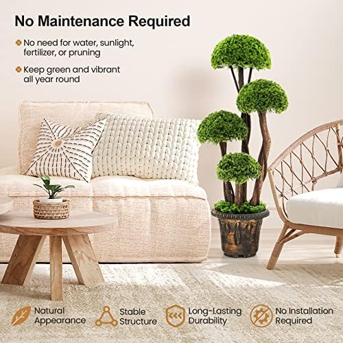 goplus artificial cypress topiary ball tree, 3 ft, close-up detail