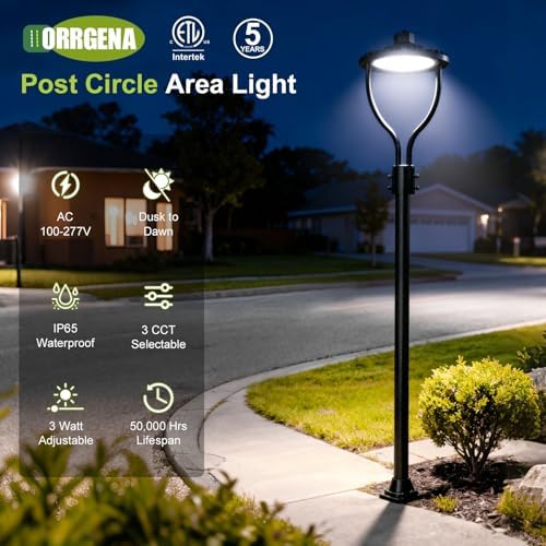 Commercial LED Post Top Light, 150W/120W/90W & 3000K/4000K/5000K Selectable, ETL Listed, 22500LM Post Circle Area Lights with Photocell, IP65 Waterproof for Yard Street, AC100-277V