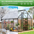 polar aurora 6x8 ft walk-in polycarbonate heavy duty showing dimensions
