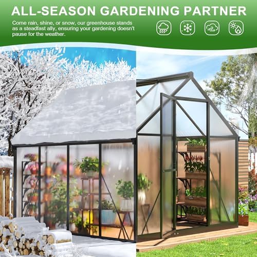 polar aurora 6x8 ft walk-in polycarbonate heavy duty showing dimensions