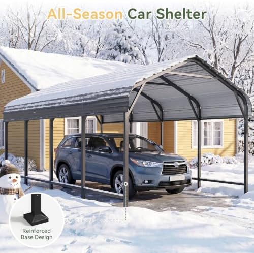 aoxun 12x20 ft metal carport heavy duty carport, close-up detail