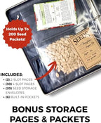 seed storage organizer bag, seed envelopes binder, homesteading, side view