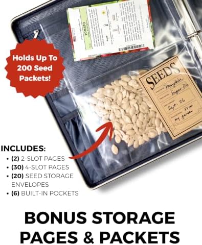 seed storage organizer bag, seed envelopes binder, homesteading, side view