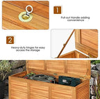 tangkula 46 gallon acacia wood deck box, garden on a desk or shelf