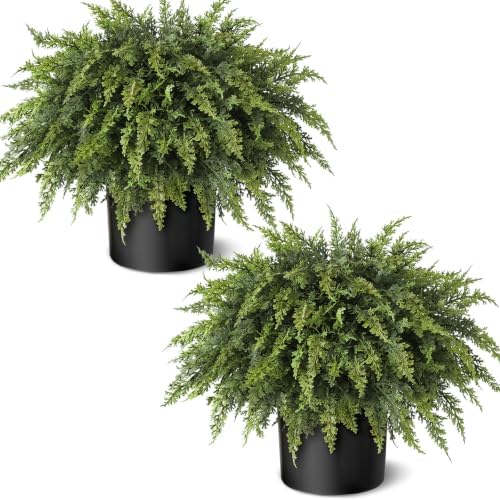 artificial cedar potted plant christmas greenery for front shown in use