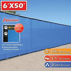 6'x50' 6ft tall 3rd gen royal blue fence, close-up detail