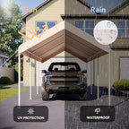 aoxun 10x20 ft carport, heavy duty car canopy, side view
