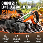 electric grill brush - dual rotating heads cordless showing dimensions