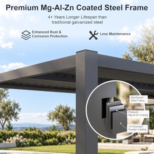 aoxun louvered pergola 10x12, 3.8" thick posts, 82.5, package contents