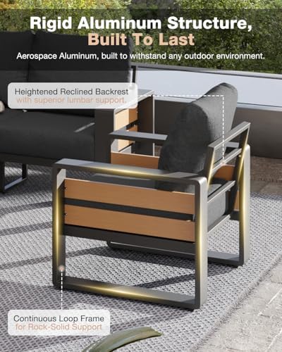 aoxun aluminum patio furniture set with fire pit, package contents