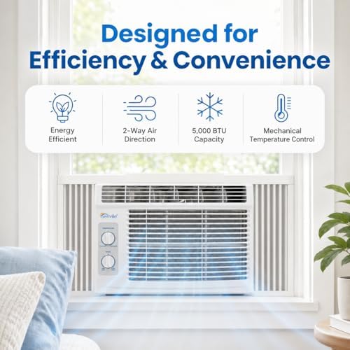 senville 5,000 btu window air conditioner, cools up, side view