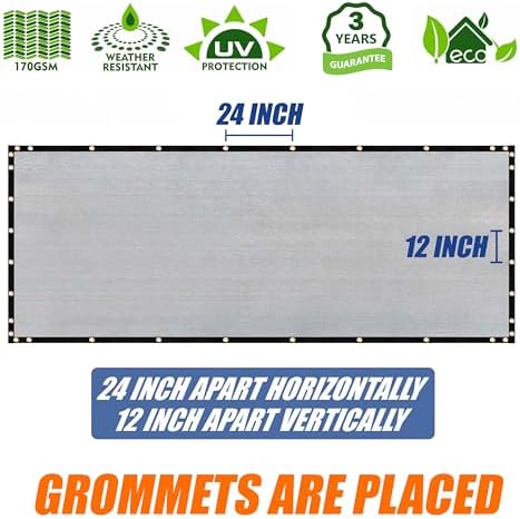 amgo 4' x 25' fence privacy screen, heavy showing dimensions