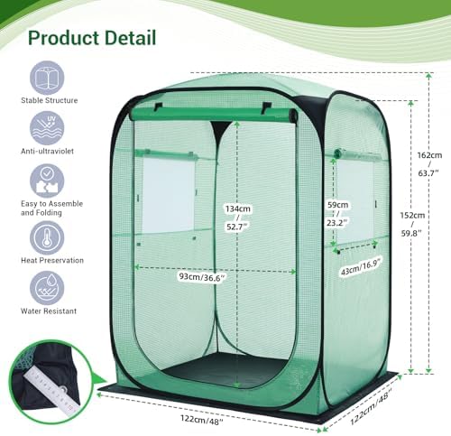 ohuhu pop up greenhouse for outdoors, portable walk-in shown in use