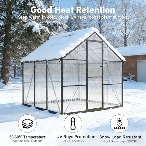 6x6ft outdoor greenhouse with roof vent, charcoal black on a desk or shelf