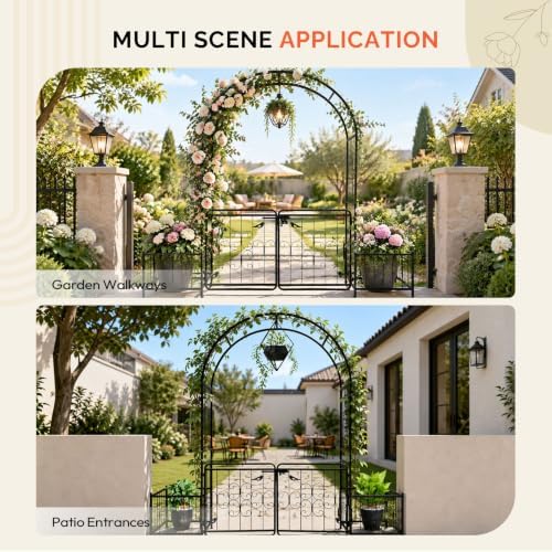 vingli garden arbor arch with gate and planter on a desk or shelf