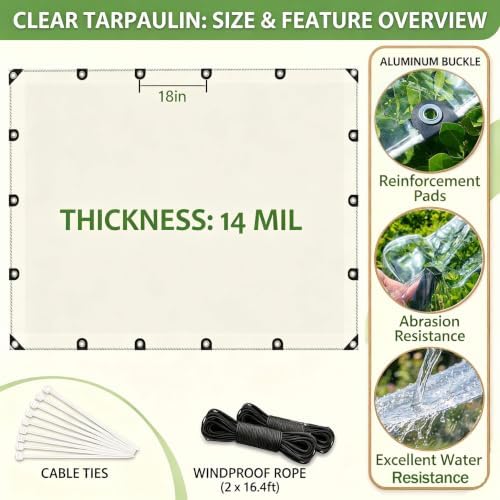 clear tarps 8x10ft heavy duty waterproof with grommets, package contents