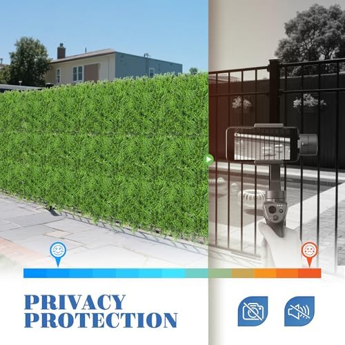 ecoopts 20" x 20" artificial ivy fence greenery showing dimensions