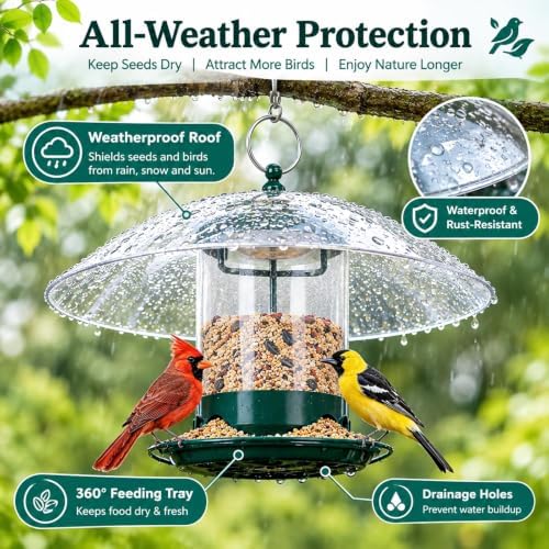 gbekery metal bird feeders for outdoors with 12”, close-up detail