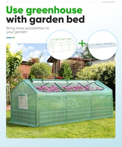 quictent mini greenhouse for indoor outdoor, portable quick-setup showing dimensions
