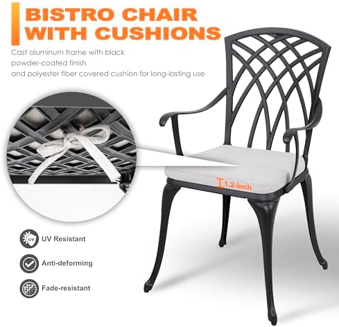 nuu garden bistro set 3 piece outdoor cast, package contents