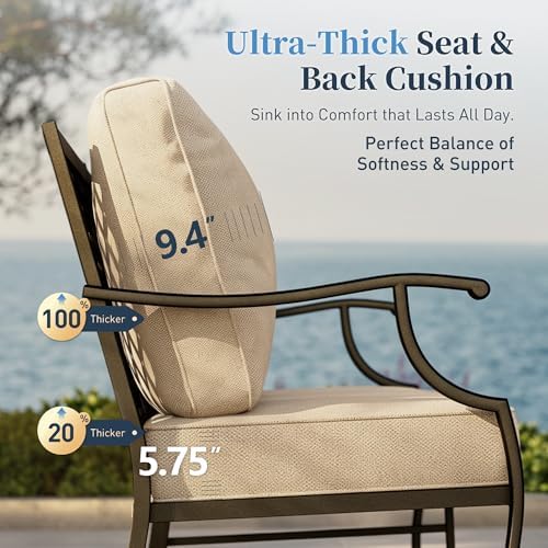sunshine valley 5 pcs patio furniture set, metal, side view