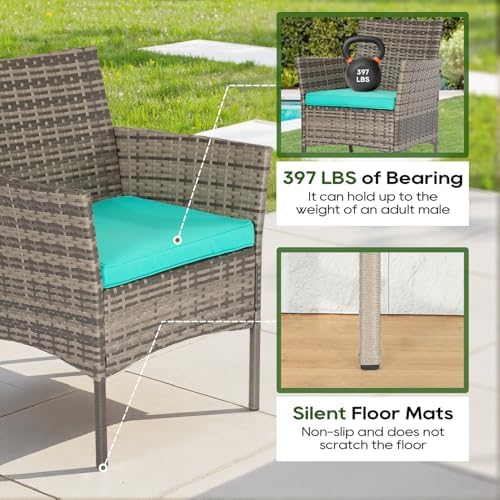 fdw 3-piece patio furniture set | gray &, side view
